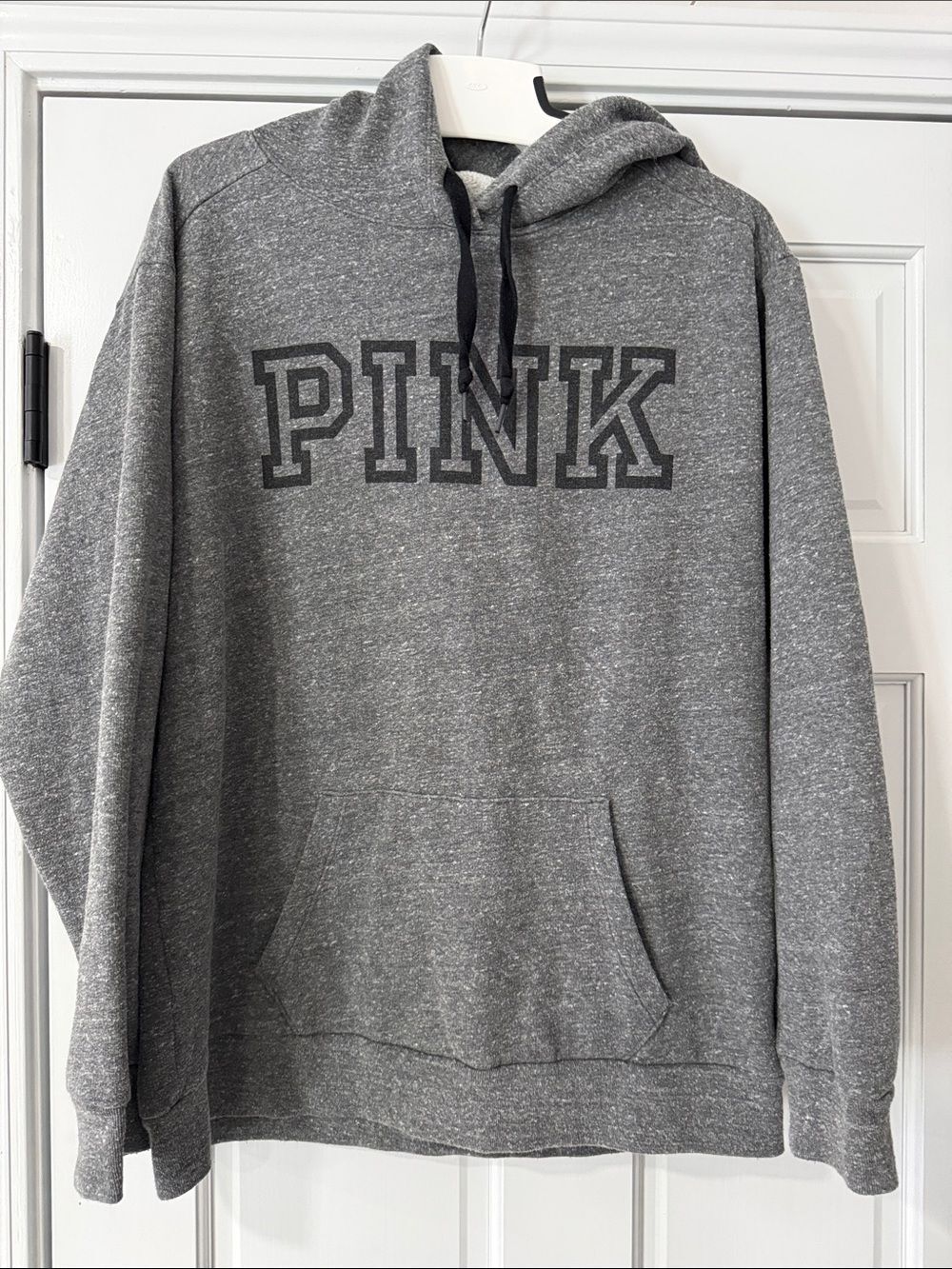 PINK Victoria Secret Gray Oversized Pullover Logo Hoodie Sweatshirt Size Medium